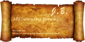 Jávorszky Bence névjegykártya